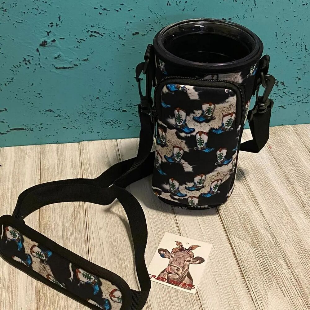 Neoprene  Water Bottle Holder with Pouch - Choose Pattern